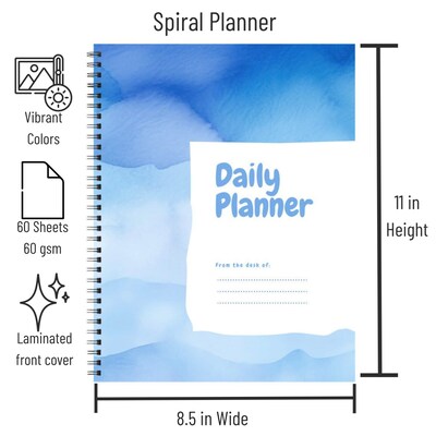 Serene Daily Planner - Watercolor Design in Shades of Blue| Dated and Undated Options - image5